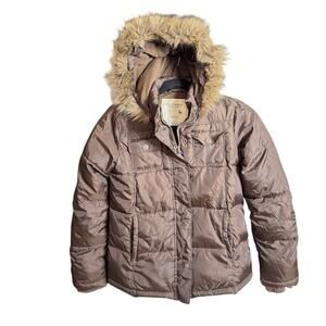2009 Old Navy Brown Hooded Coat Jacket Fur Lined Hood XL